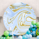 Aperturee - Blue And Gold Abstract Round Birthday Backdrop